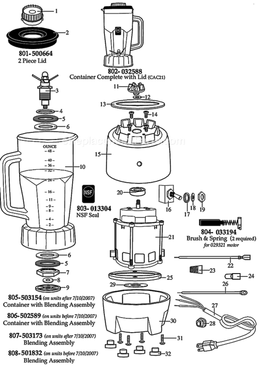 Page A Diagram and Parts List for MMB142-3  Waring Blender