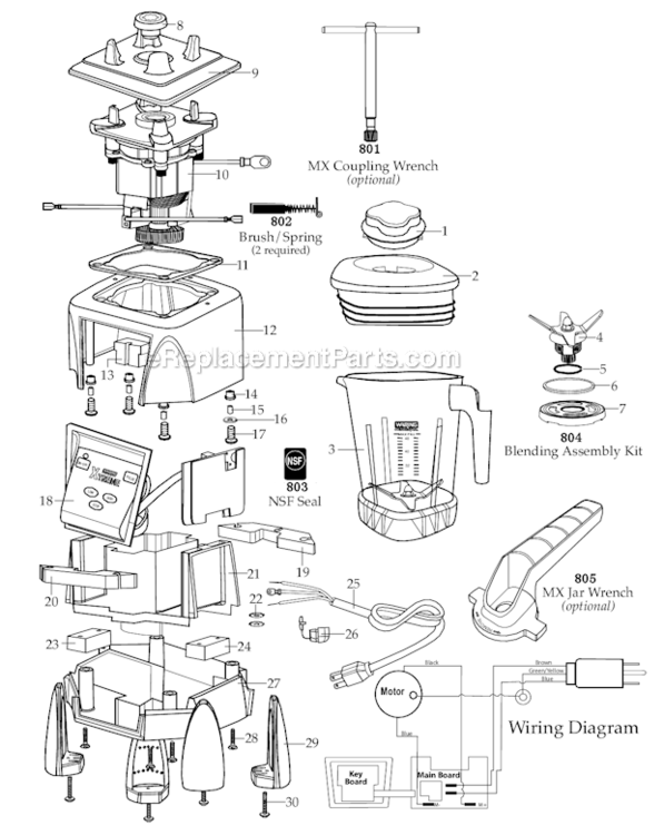 Page A Diagram and Parts List for MX1050XTXP  Waring Blender