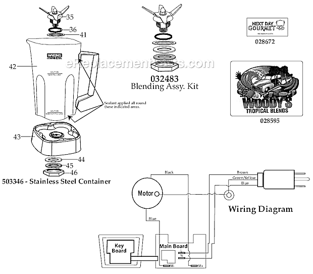 Page C Diagram and Parts List for MX1100XTC  Waring Blender