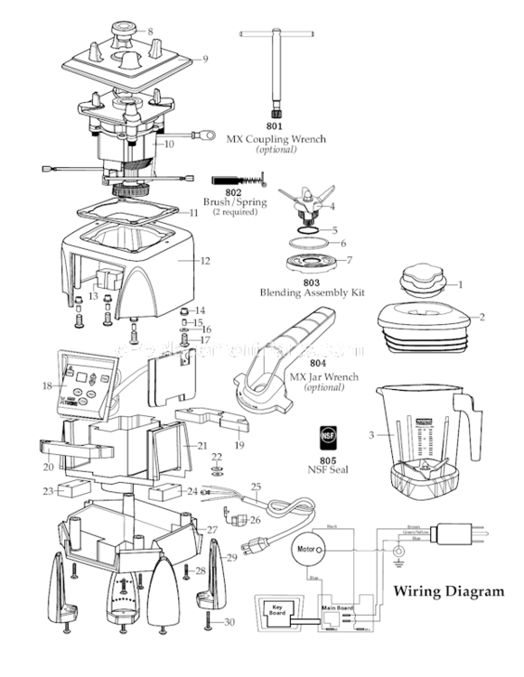 Page A Diagram and Parts List for MX1100XTXP  Waring Blender