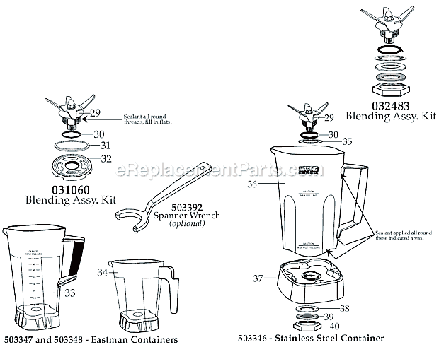 Page B Diagram and Parts List for MX1200XT21  Waring Blender