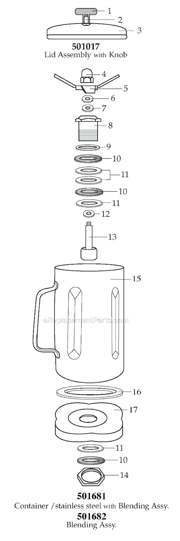 Page A Diagram and Parts List for SS115  Waring Blender