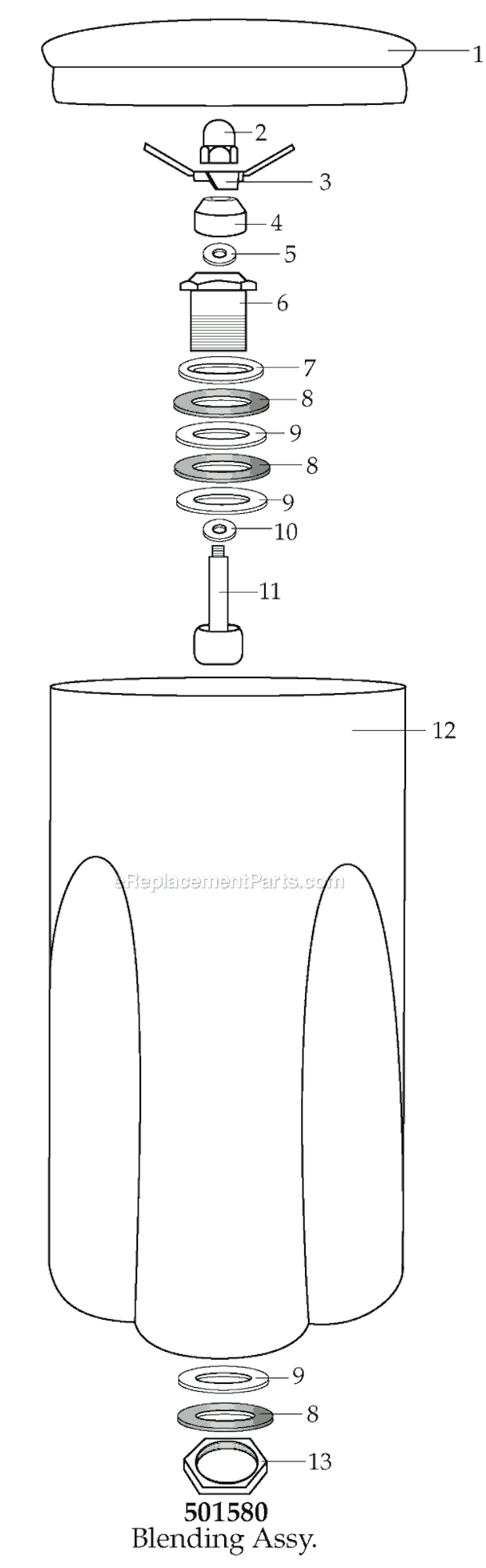 Page A Diagram and Parts List for SS515  Waring Blender