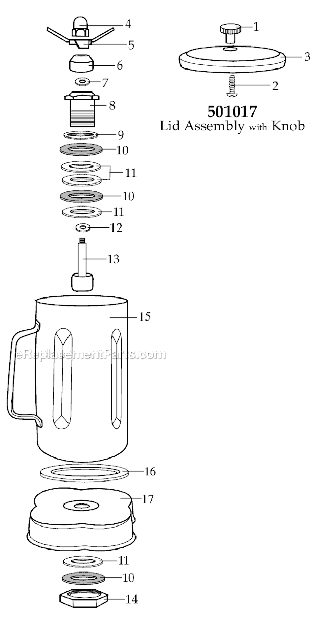 Page A Diagram and Parts List for SS610-501110  Waring Blender