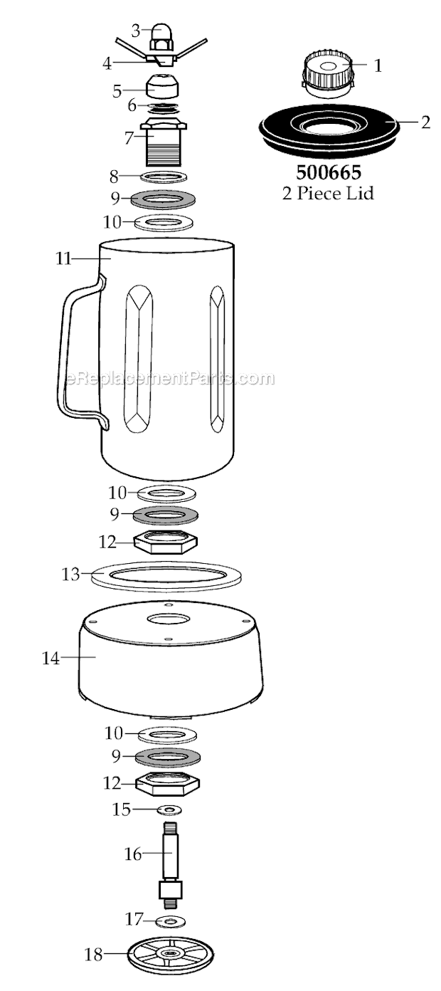 Page A Diagram and Parts List for SS715  Waring Blender