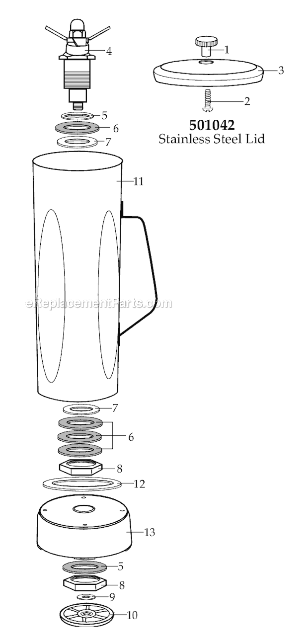 Page A Diagram and Parts List for SS810  Waring Blender
