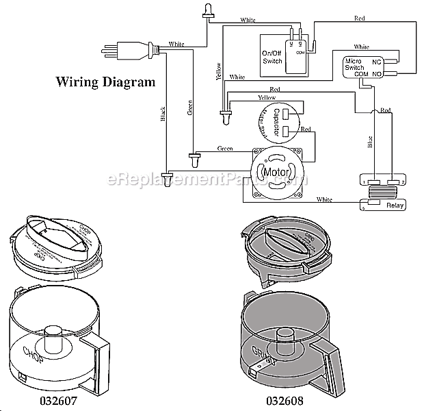 Page B Diagram and Parts List for WCG75  Waring Food Processor