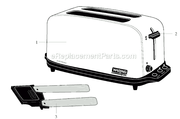 Page A Diagram and Parts List for WCT702  Waring Toaster