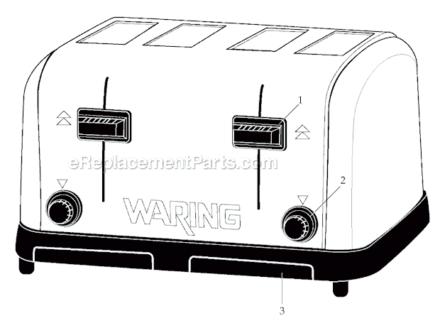 Page A Diagram and Parts List for WCT708  Waring Toaster