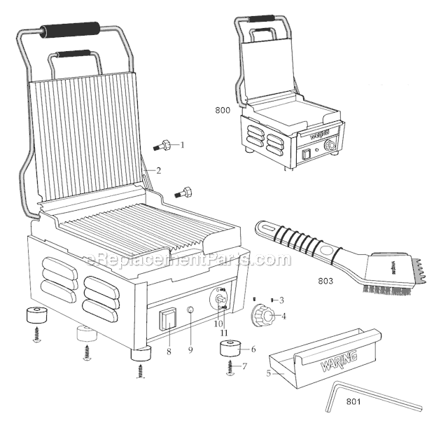 Page A Diagram and Parts List for WFG150C  Waring Miscellaneous