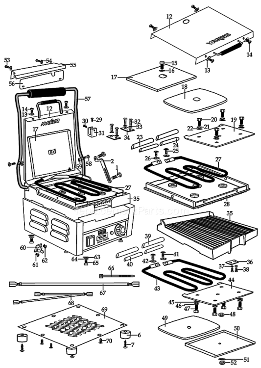 Page B Diagram and Parts List for WFG150T  Waring Miscellaneous