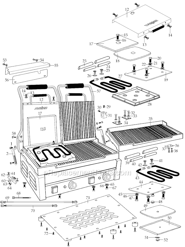 Page B Diagram and Parts List for WFG300  Waring Miscellaneous