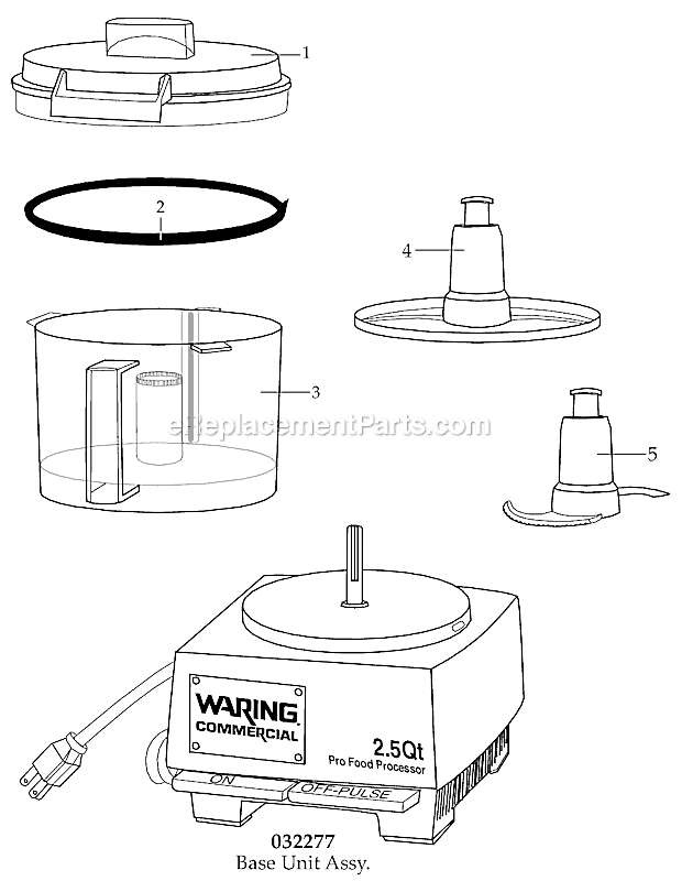 Page A Diagram and Parts List for WFP11SW  Waring Food Processor