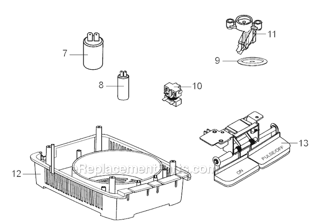 Page B Diagram and Parts List for WFP14SW  Waring Food Processor