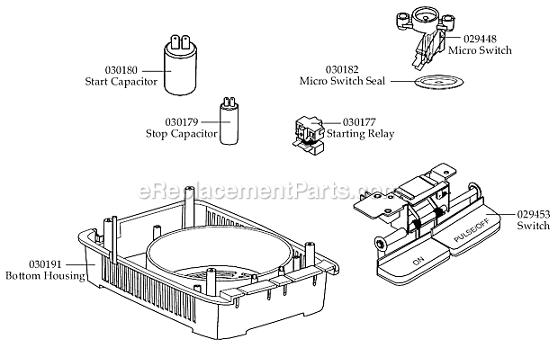 Page B Diagram and Parts List for WFP14S  Waring Food Processor