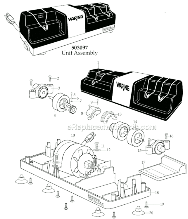 Page A Diagram and Parts List for WKS800  Waring Miscellaneous