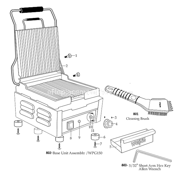 Page A Diagram and Parts List for WPG150 120V Waring Miscellaneous
