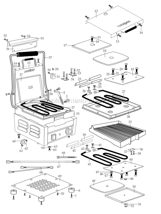 Page B Diagram and Parts List for WPG150 120V Waring Miscellaneous