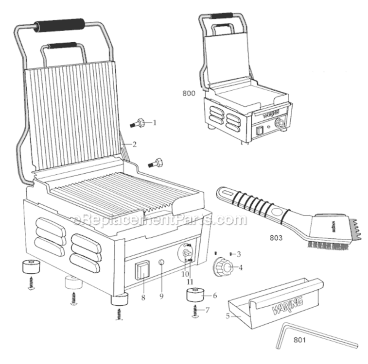 Page A Diagram and Parts List for WPG150  Waring Miscellaneous