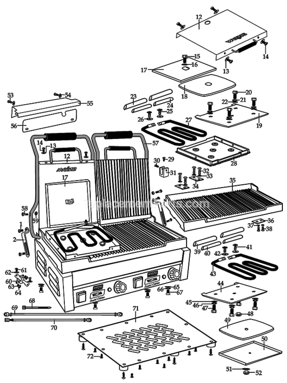 Page B Diagram and Parts List for WPG300T  Waring Miscellaneous