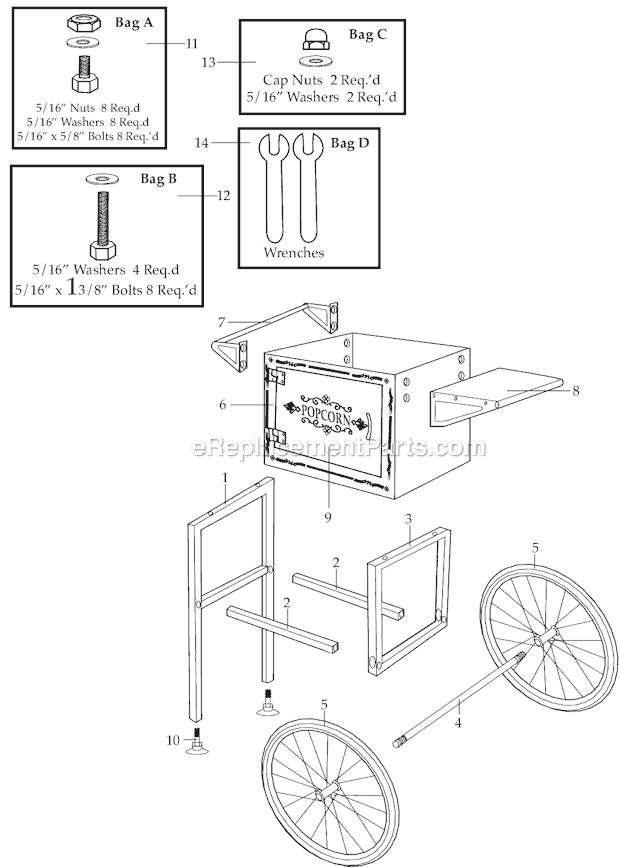 Page A Diagram and Parts List for WPM40TR  Waring Popcorn Maker
