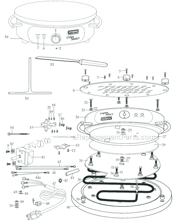 Page A Diagram and Parts List for WSC160  Waring Miscellaneous