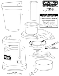 Diagram 1 Diagram and Parts List for WJX80  Waring Juicer
