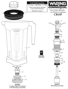Diagram 1 Diagram and Parts List for CB15P  Waring Blender