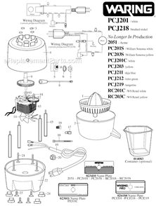 Page A Diagram and Parts List for 11JC47  Waring Juicer