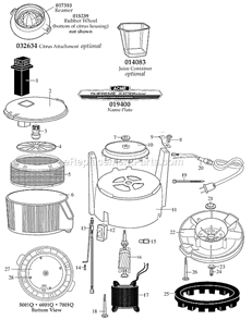 Page A Diagram and Parts List for 11JE23  Waring Juicer