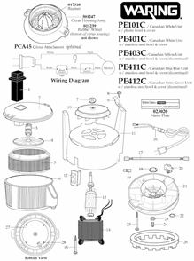 Page A Diagram and Parts List for 11JE51  Waring Juicer