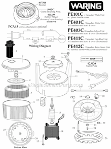 Page A Diagram and Parts List for 11JE72  Waring Juicer
