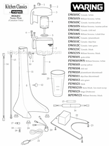 Page A Diagram and Parts List for 12DM29  Waring Drink Mixer