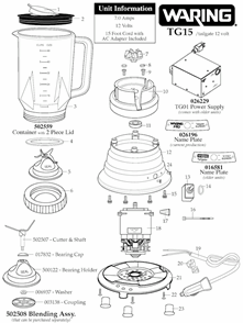 Part Location Diagram of 500122 Waring Bearing Holder