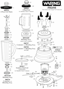 Part Location Diagram of 501017 Waring Stainless Steel Lid