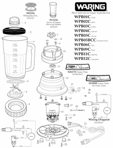 Page A Diagram and Parts List for 19BL52  Waring Blender