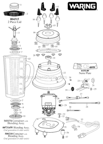 Part Location Diagram of 026732 Waring Outer Lid (Tangerine)
