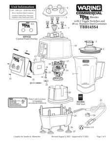 Part Location Diagram of 035153 Waring Cover Lid