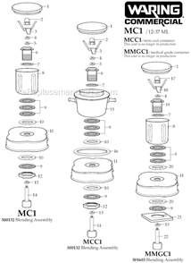 Page A Diagram and Parts List for 31CA83  Waring Blender