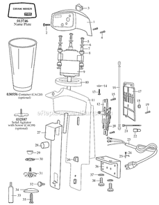 Page A Diagram and Parts List for 31DM31  Waring Drink Mixer