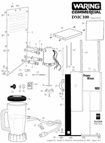 Page A Diagram and Parts List for 31DM58  Waring Drink Mixer