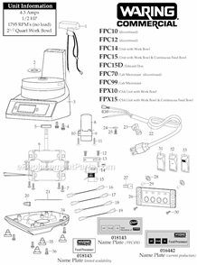 Page A Diagram and Parts List for 31FP86  Waring Food Processor