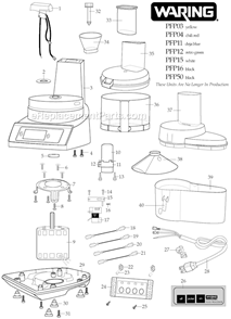 Page A Diagram and Parts List for 31FP88  Waring Food Processor