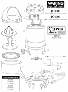 Part Location Diagram of 018314 Waring Washer