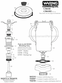 Page A Diagram and Parts List for 33BL10  Waring Blender