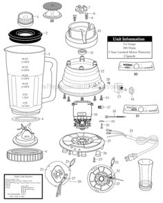 Page A Diagram and Parts List for 35BL84  Waring Blender