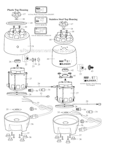 Page B Diagram and Parts List for 36BL27  Waring Blender