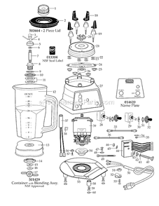 Page A Diagram and Parts List for 36BL56  Waring Blender