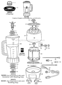 Page A Diagram and Parts List for 37BL50  Waring Blender