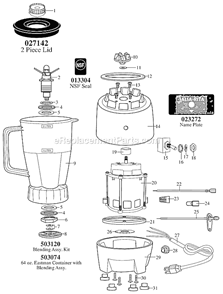 Page A Diagram and Parts List for 39BL32  Waring Blender
